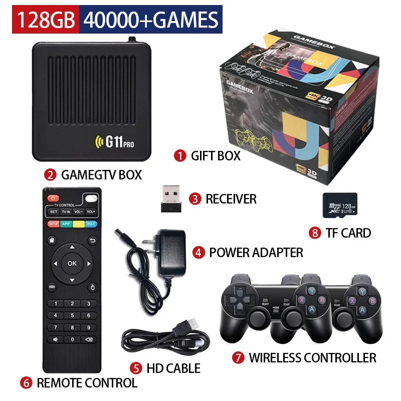 2025 G11 PRO TV Game BOX Android Dual System 3D Classic Arcade Games Player 2.4GHz Wireless Gamepad Video G11 Pro Game Console