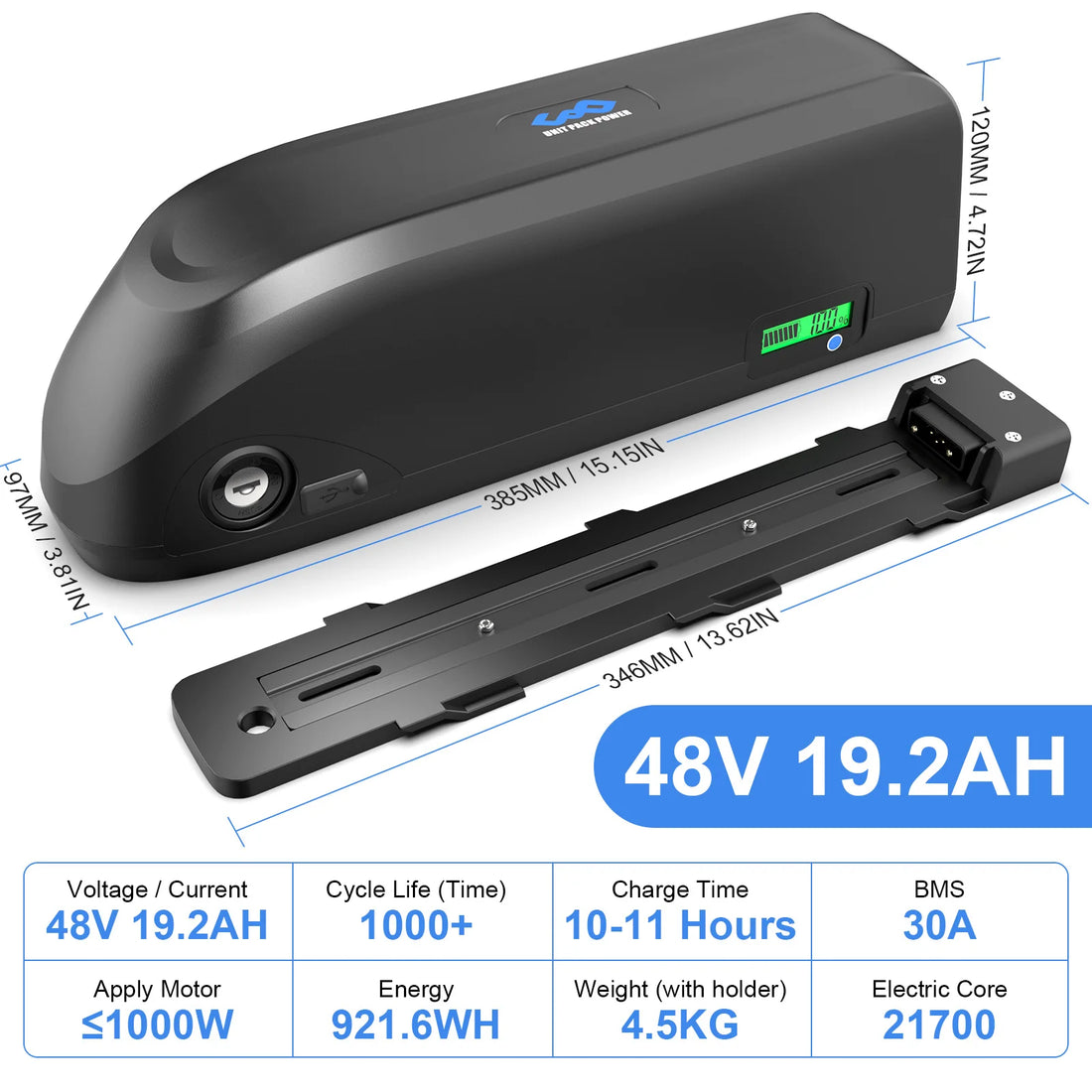US Free Shipping Rechargeable Battery 21700 48V 19.2ah Lithium Iron Phosphate Battery Pack