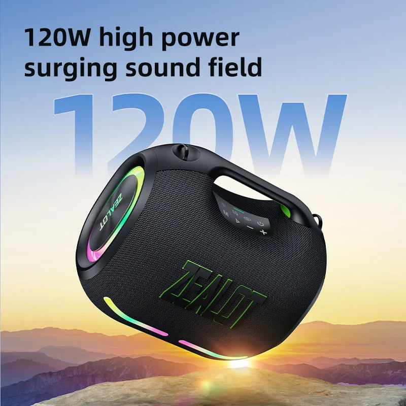 ZEALOT ZE01 120W Portable TWS Speaker IPX6 Waterproof with USB/TF/AUX for Mobile Phone