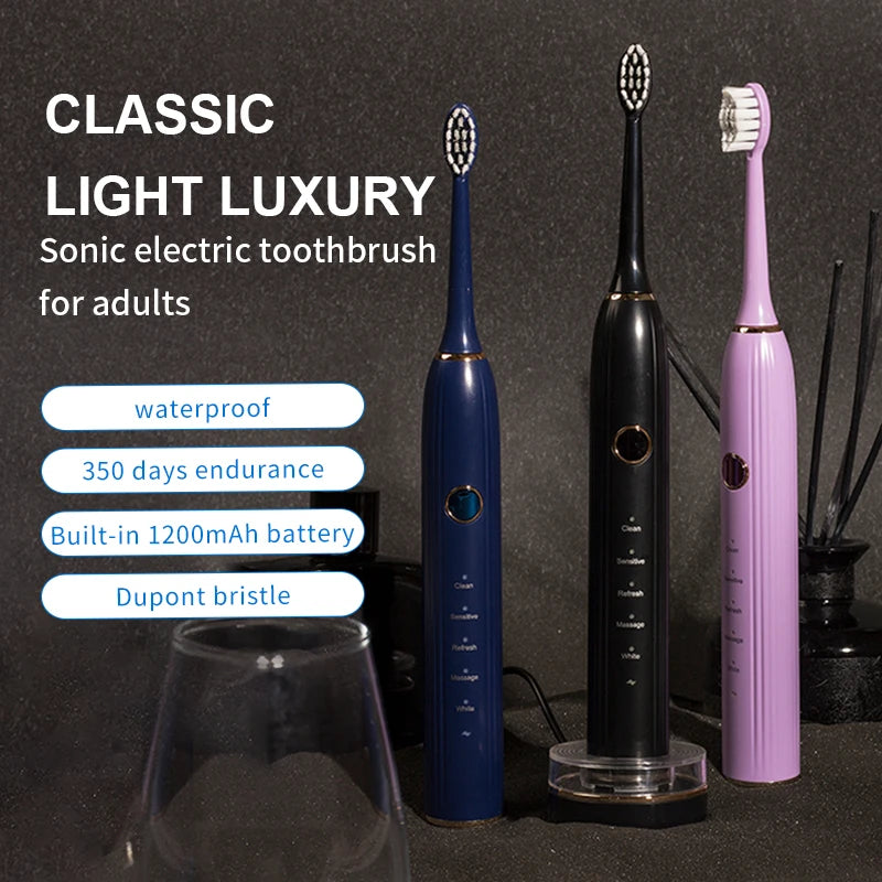 High Quality Luxury Automatic Sonic Electric Toothbrush for Adults Rechargeable with Soft Bristle