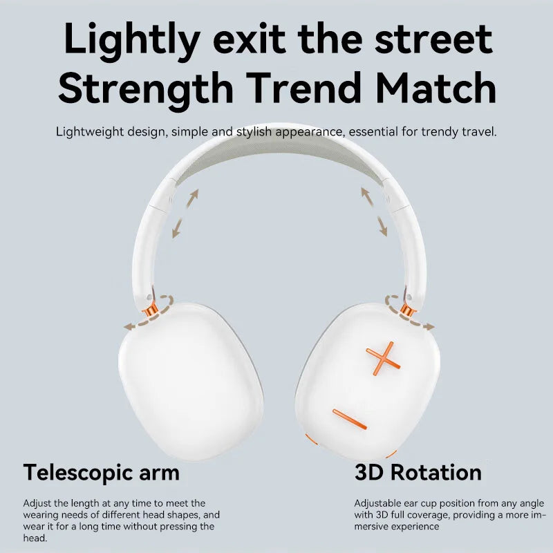 Foldable Over-Ear Headphones B300 Gaming Earphones 40mm Driver Computer Wireless Headset LED Indicator Light for Workout Running