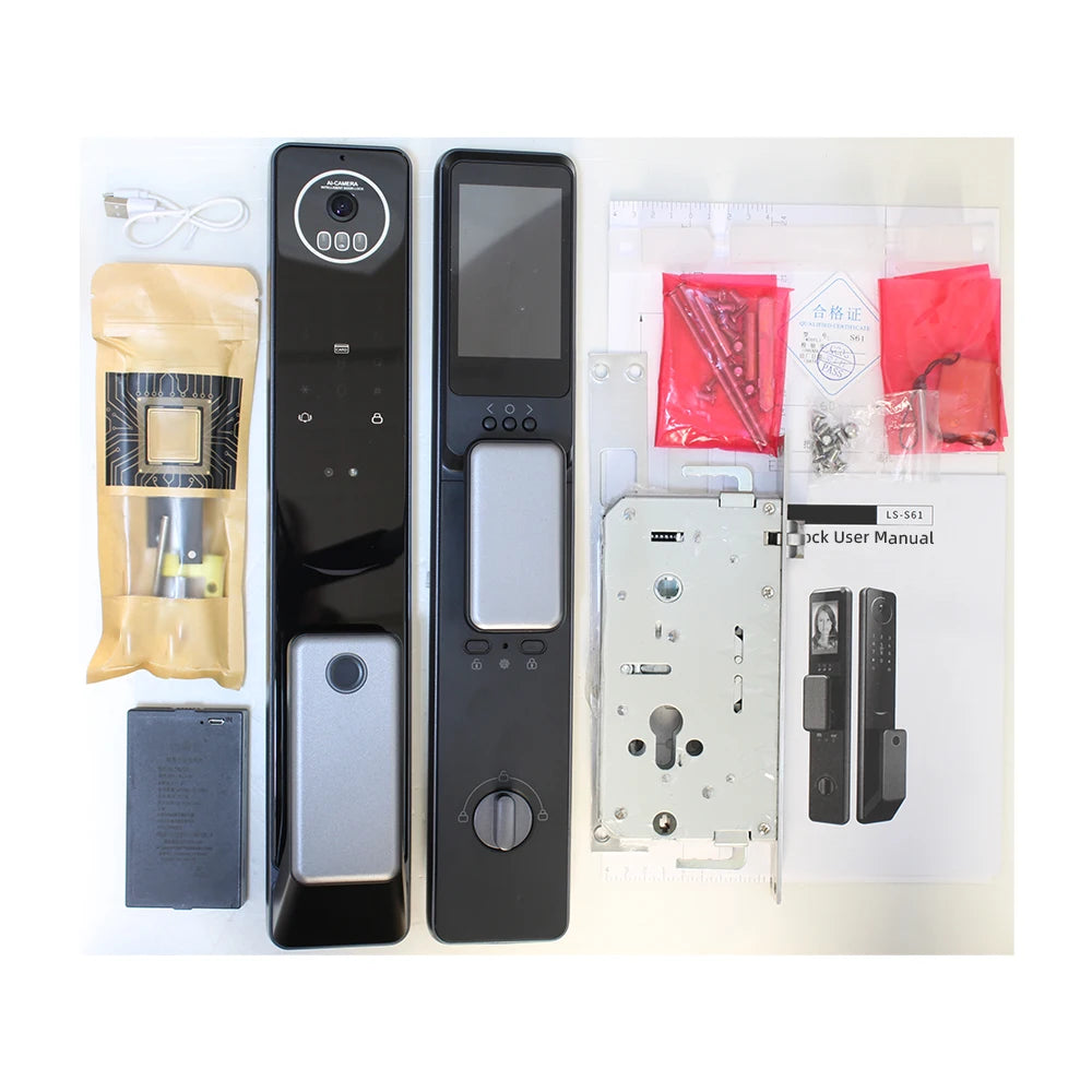 Finger Print Smart Door Lock Front Door Locks Set Aluminum Door Handle Smart Locks Face Id with Tuya App