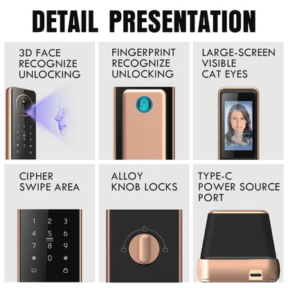 Waterproof Tuya Wifi Cerradura Digital Nfc Face Recognition Palm Vein Smart Door Lock with Camera and Fingerprint
