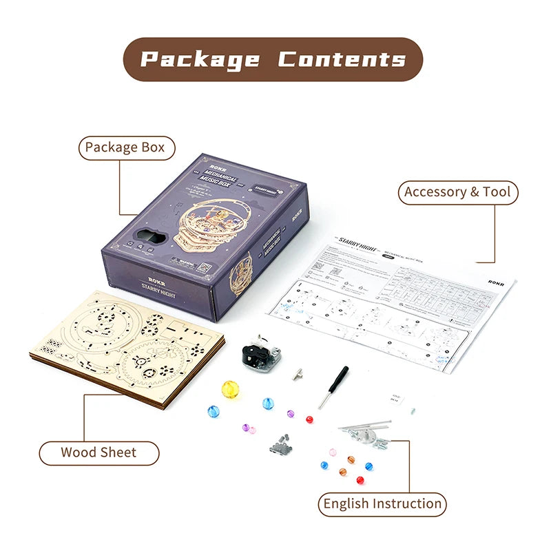 Robotime Rokr US Warehouse DIY Handmade Assembled Toys AMK51 Starry Night Model Kit 3D Wooden Puzzles for Drop Shipping
