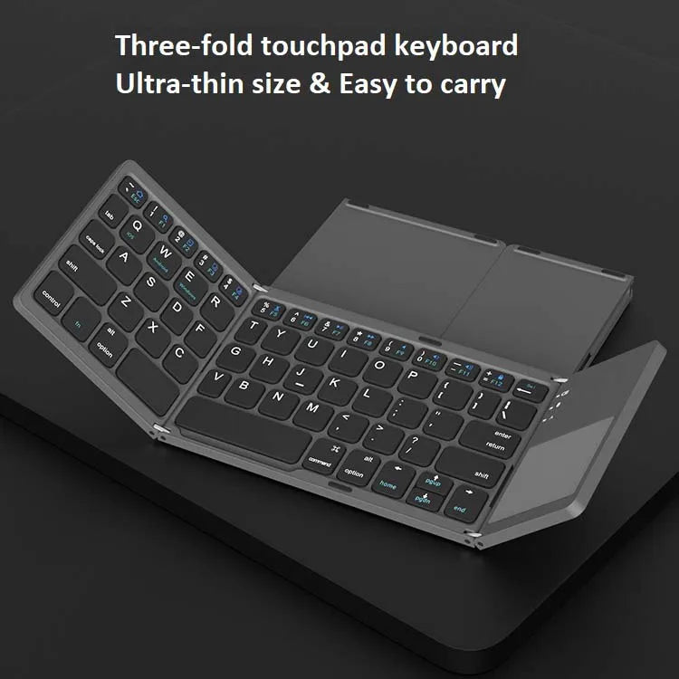 Wireless Mini Portable Triple Folding Foldable Keyboard for Windows Android IOS Tablet PC Smart Phone