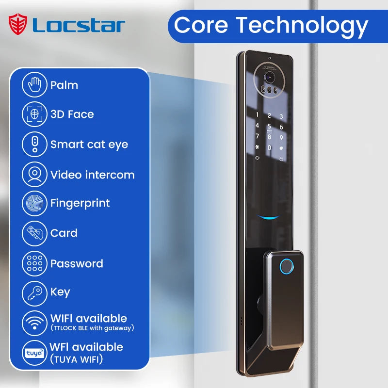 CNC Processing Technology 4.5-inch Large Screen 3D Face Video Intercom WIFI Smart Door Lock with Camera and Fingerprint