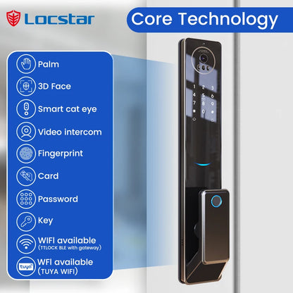CNC Processing Technology 4.5-inch Large Screen 3D Face Video Intercom WIFI Smart Door Lock with Camera and Fingerprint