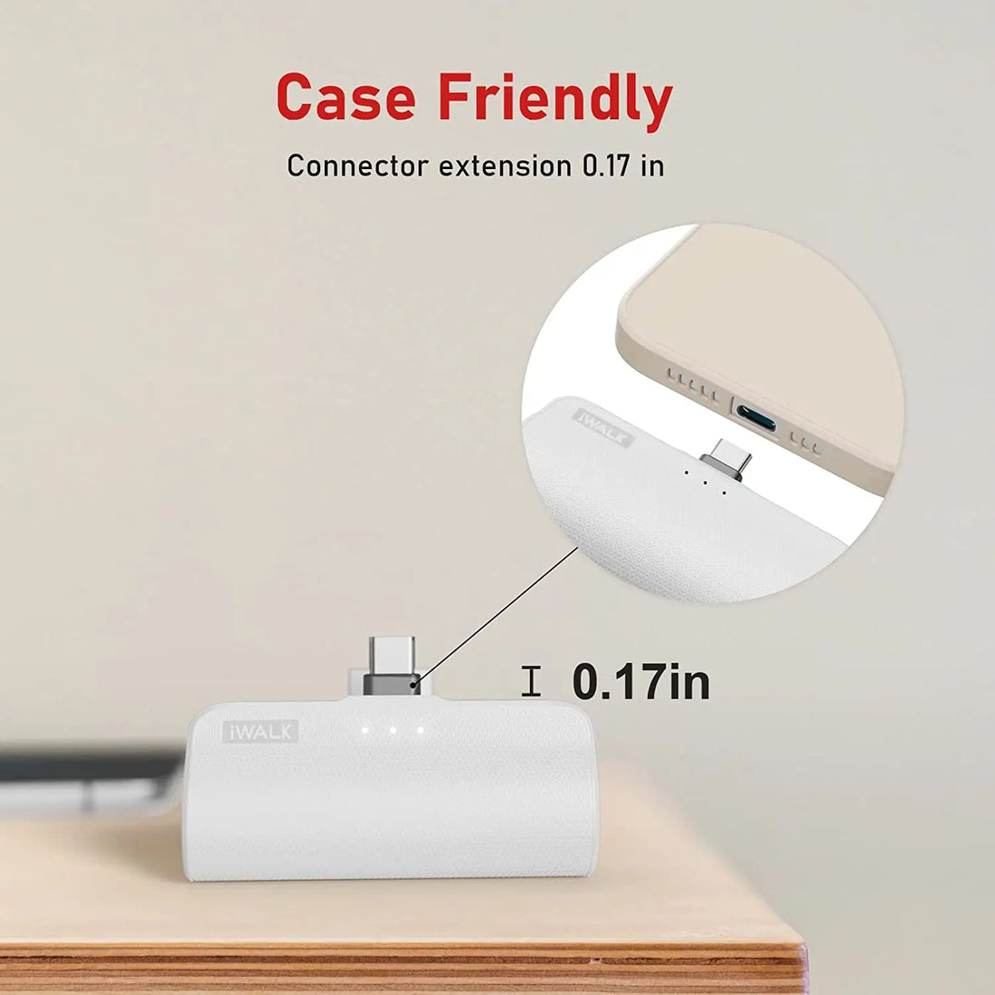 Local US Stock Unique Mini Power Bank 3350mAh Fast Charging Lipstick Size Phone Portable Charger  with Built-in Type C Plug