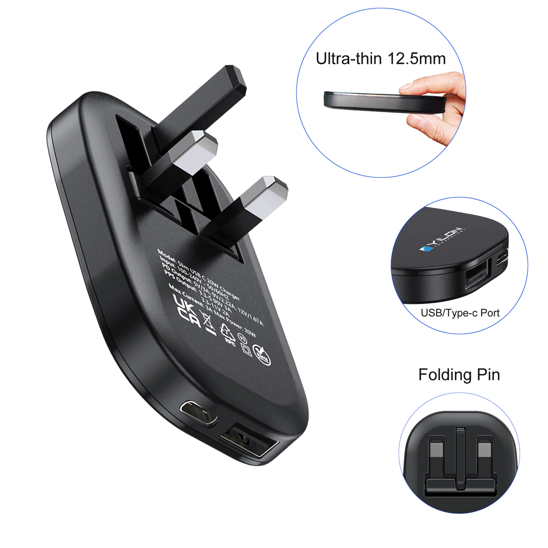 UK Gan 30w Mobile Phone Charger Qc3.0pd3.0  Fast Charging Wholesale Portable Charger for IPhone16Promax High-quality Custom logo