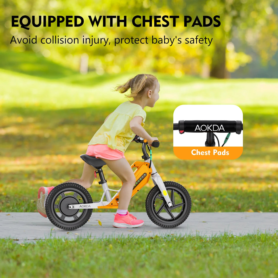 US Warehouse in Stock E Power Toy Bicycle AOKDA K8 180W Kids Electric Balance Bike for Children 5 - 12 Year Old Boys