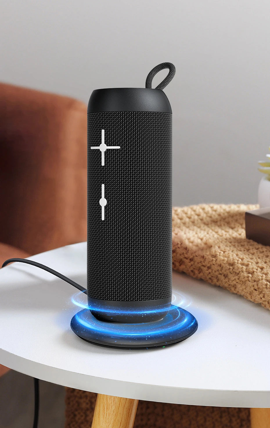Hot Selling EBS-606 14W Powerful Bass for Bluetooth Speaker Fabric Mesh Handle Wireless Charging Function for Computer Sound Box