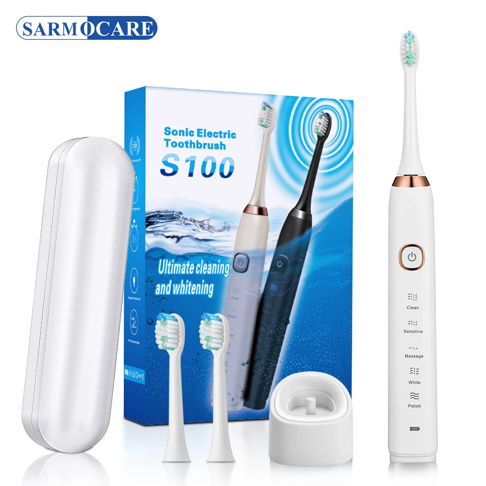 New Hot Selling Wholesale 8 Heads Family Using Waterproof Box Power Battery Soft Gift Packing Dupont Electric Sonic Toothbrush