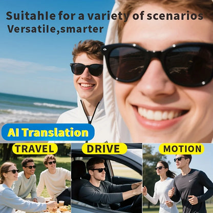 SENBONO AI Language Translation Glasses Supports 144 Language Translations Wireless Music Calling Rechargeable AI Smart Glasses