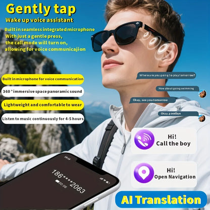 SENBONO AI Language Translation Glasses Supports 144 Language Translations Wireless Music Calling Rechargeable AI Smart Glasses
