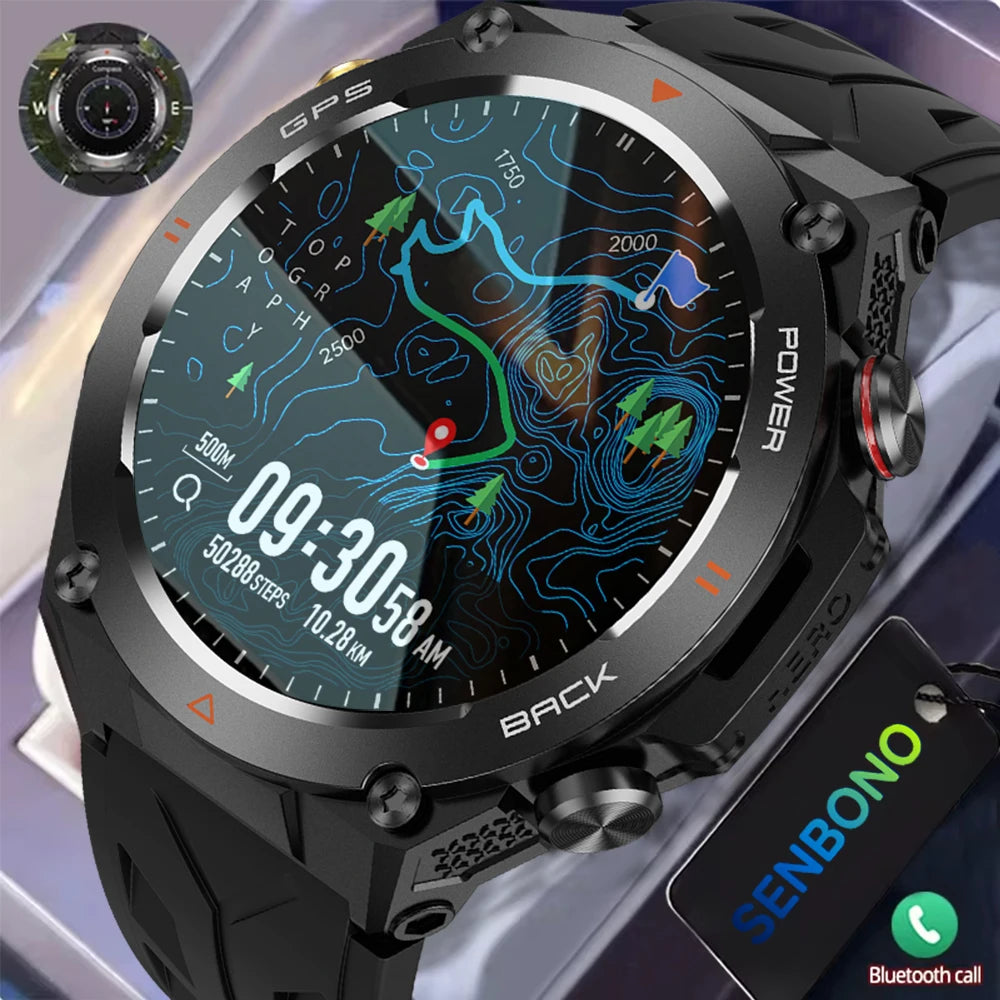 KC82 GPS Smartwatch for Men - Outdoor Tracking, Altitude/Compass/Barometer &amp; AI Assistant