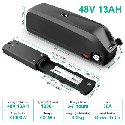 USA 3-5 Days Delivery Lithium Batteries 48V 13Ah Bicycle Hailong Down Tube Ebike Electric Scooter Battery