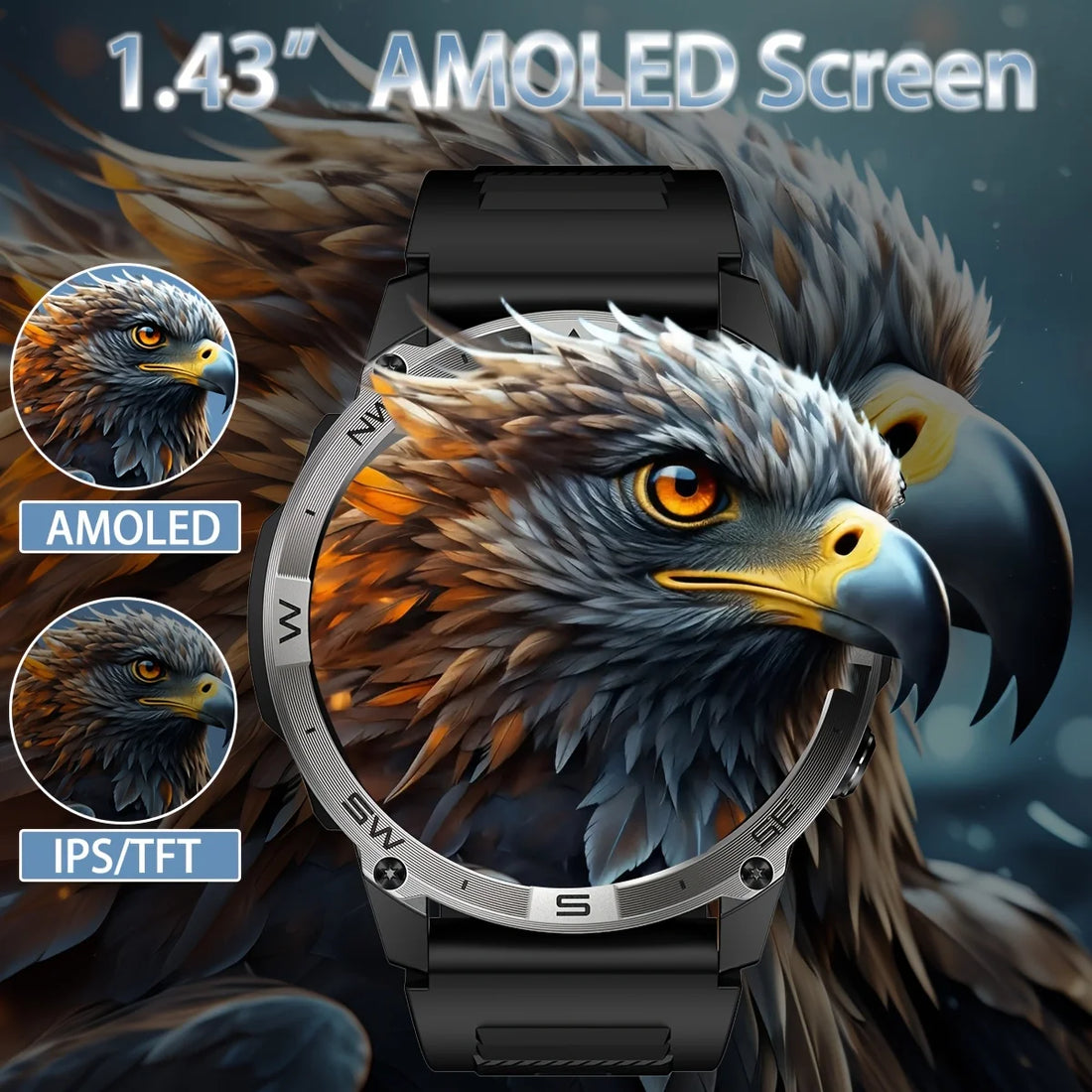 SENBONO HK08 New AMOLED HD Screen Outdoor Sport GPS Smartwatch Altitude air Pressure Compass  Sport Tracking Smart Watch Men GPS