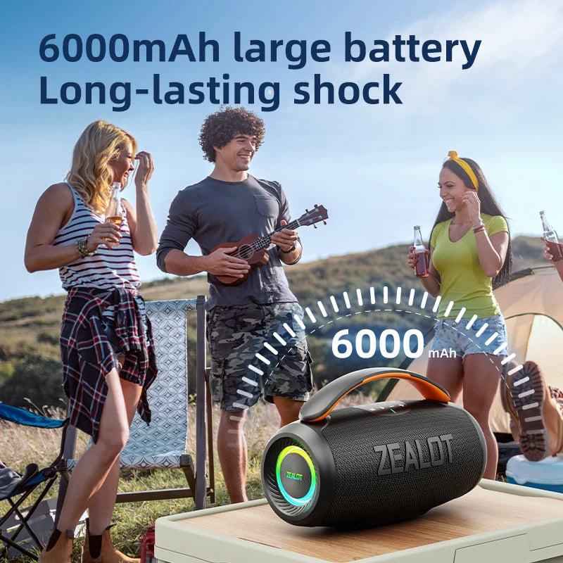 Zealot P11 Portable Blue Tooth Speaker 50W Output Power with RGB LED Lighting 6000mAh