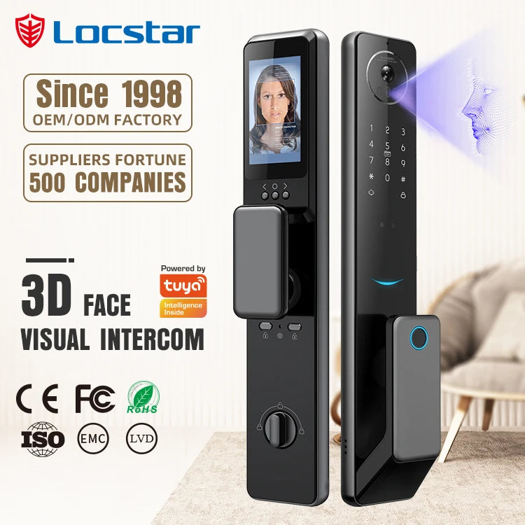Finger Print Smart Door Lock Front Door Locks Set Aluminum Door Handle Smart Locks Face Id with Tuya App