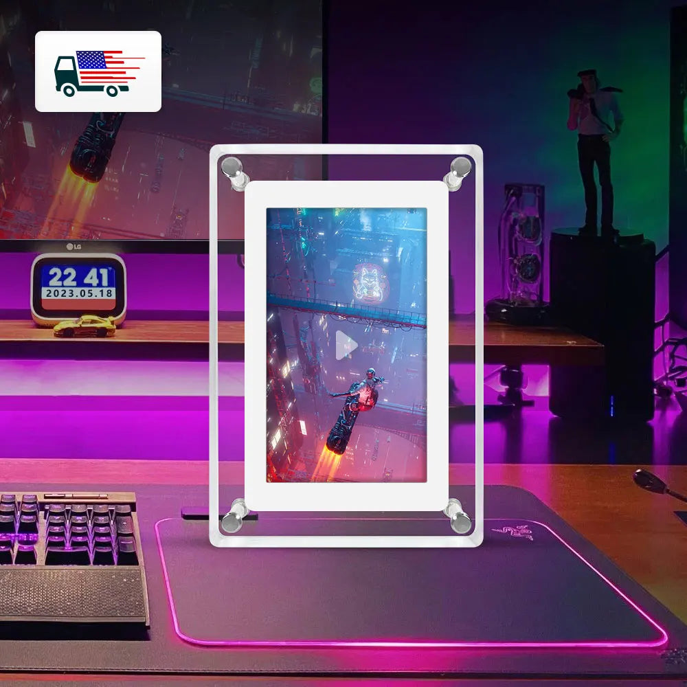 US Local Stock No Import Charges Crystal Advertising Player 5 Inch IPS Screen with Battery Acrylic Digital Photo Frame