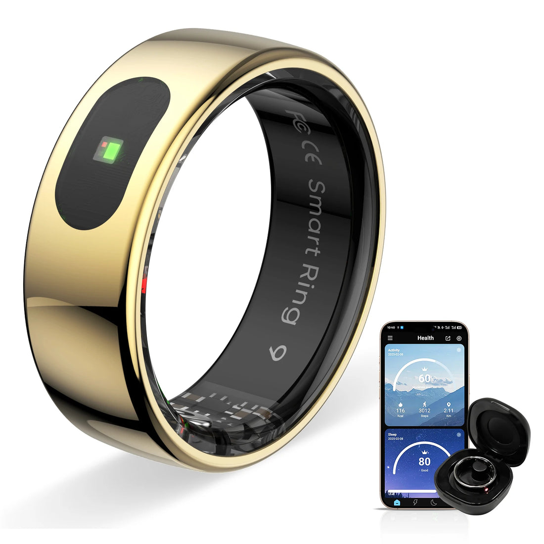 Smart Ring Fitness Tracker Sleep Tracking Heart Rate Monitor IP68 Waterproof Gesture Controls Lighting Remote Control Short