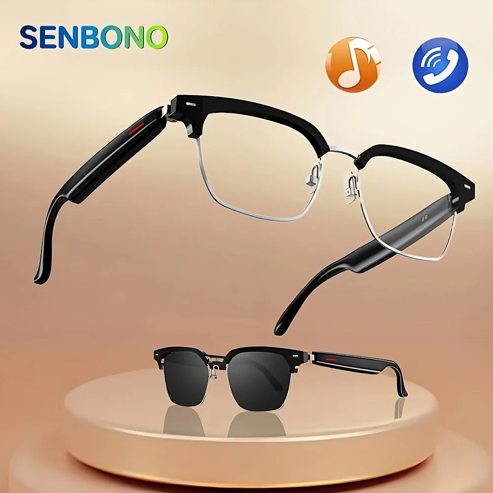 SENBONO E13-06 Smart Glasses Outdoor Smart Hands-Free Call Music Headphone Anti-Blue Eyeglasses Wireless BT Voice Sunglasses