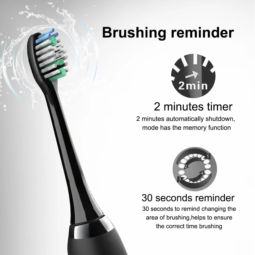 New Hot Selling Wholesale 8 Heads Family Using Waterproof Box Power Battery Soft Gift Packing Dupont Electric Sonic Toothbrush