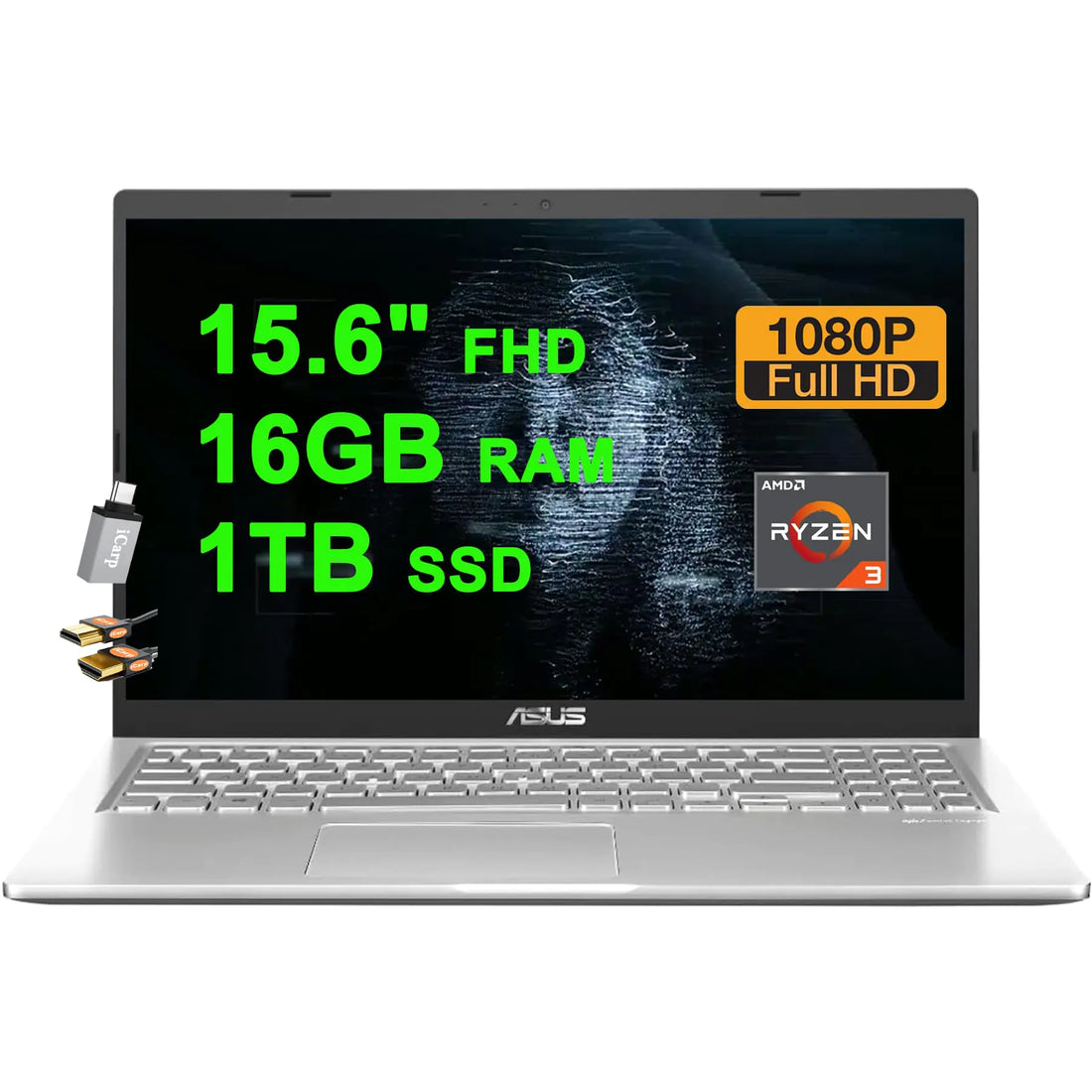 ASUS VivoBook 15 Business Laptop 15.6&quot; FHD AMD Ryzen 3 3250U 16GB 1TB SSD USB-C VGA Win11
