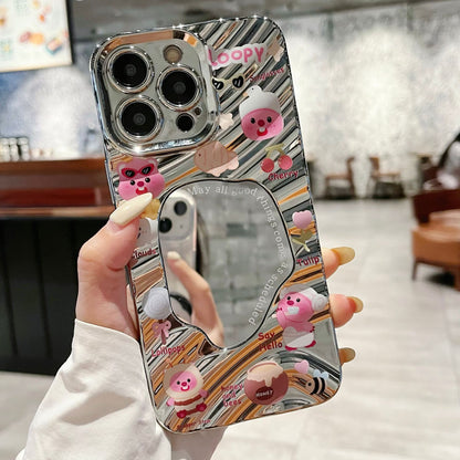 Wave mirror for iphone16 electroplated mobile phone case xr cute beaver apple 13 all-inclusive tpu protective case 7