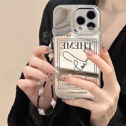 Stylish high-end Apple 16Promax niche mobile phone case iphone15 mobile phone chain 12 three-in-one mirror case iphone14Pro mobile phone case wholesale