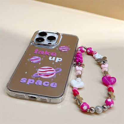 Specially designed for iPhone mobile phone case protective case iphone16Promax bracelet iphone15 three-in-one mirror iphone14Pro design wholesale