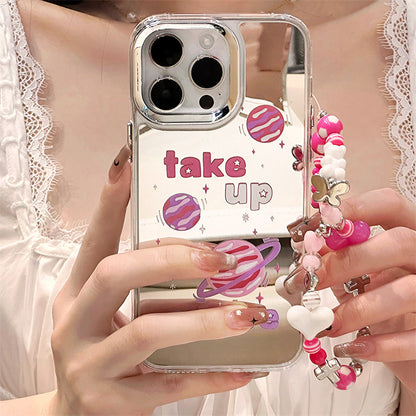 Specially designed for iPhone mobile phone case protective case iphone16Promax bracelet iphone15 three-in-one mirror iphone14Pro design wholesale