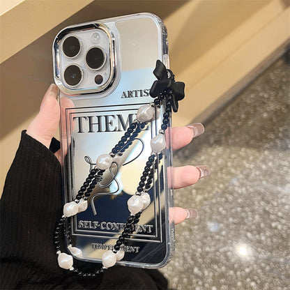 Stylish high-end Apple 16Promax niche mobile phone case iphone15 mobile phone chain 12 three-in-one mirror case iphone14Pro mobile phone case wholesale