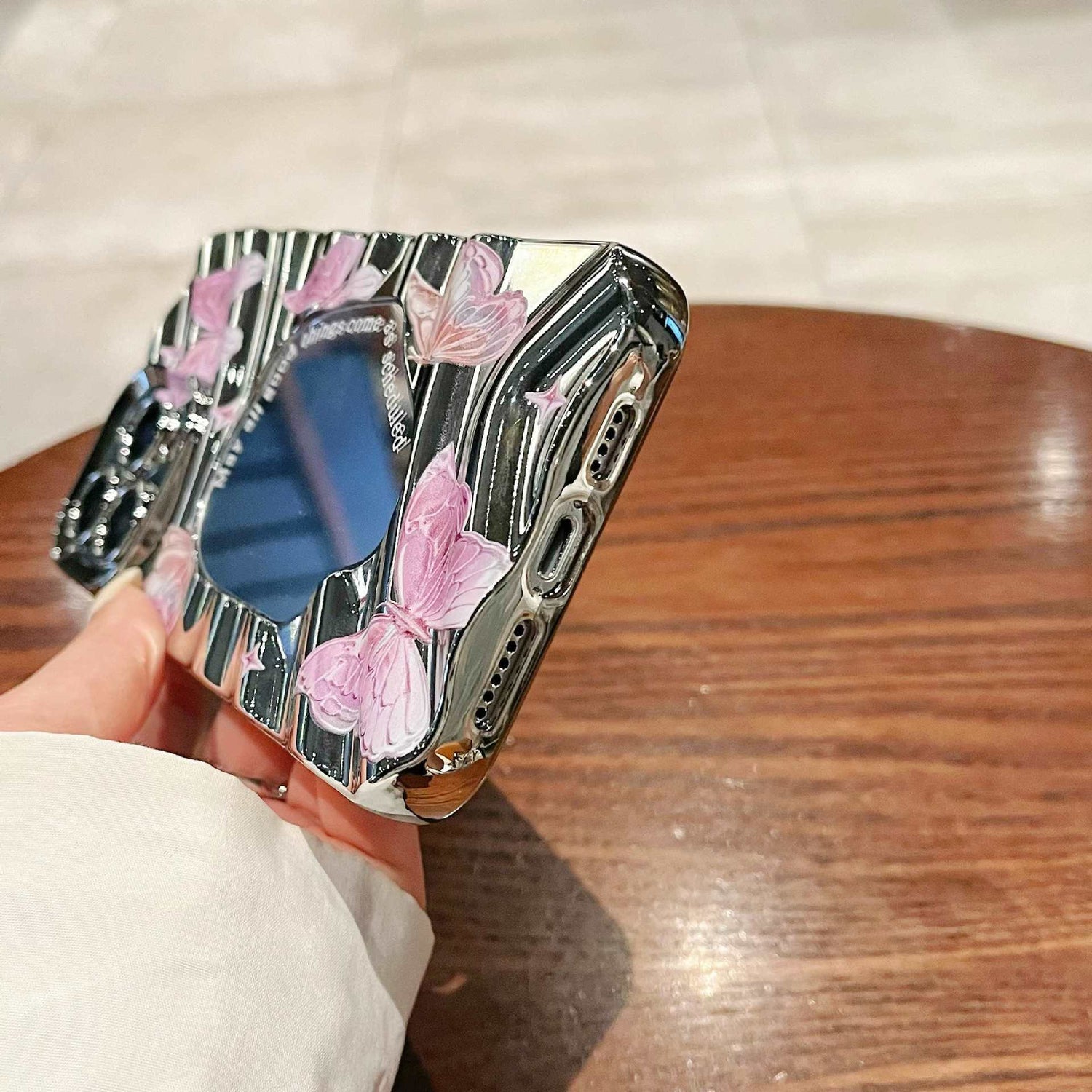 Premium sense applies to iphone16 purple butterfly mobile phone case ins apple 15 electroplated mirror 14 protective case female