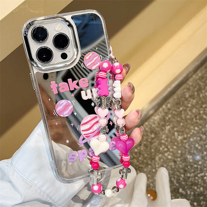 Specially designed for iPhone mobile phone case protective case iphone16Promax bracelet iphone15 three-in-one mirror iphone14Pro design wholesale