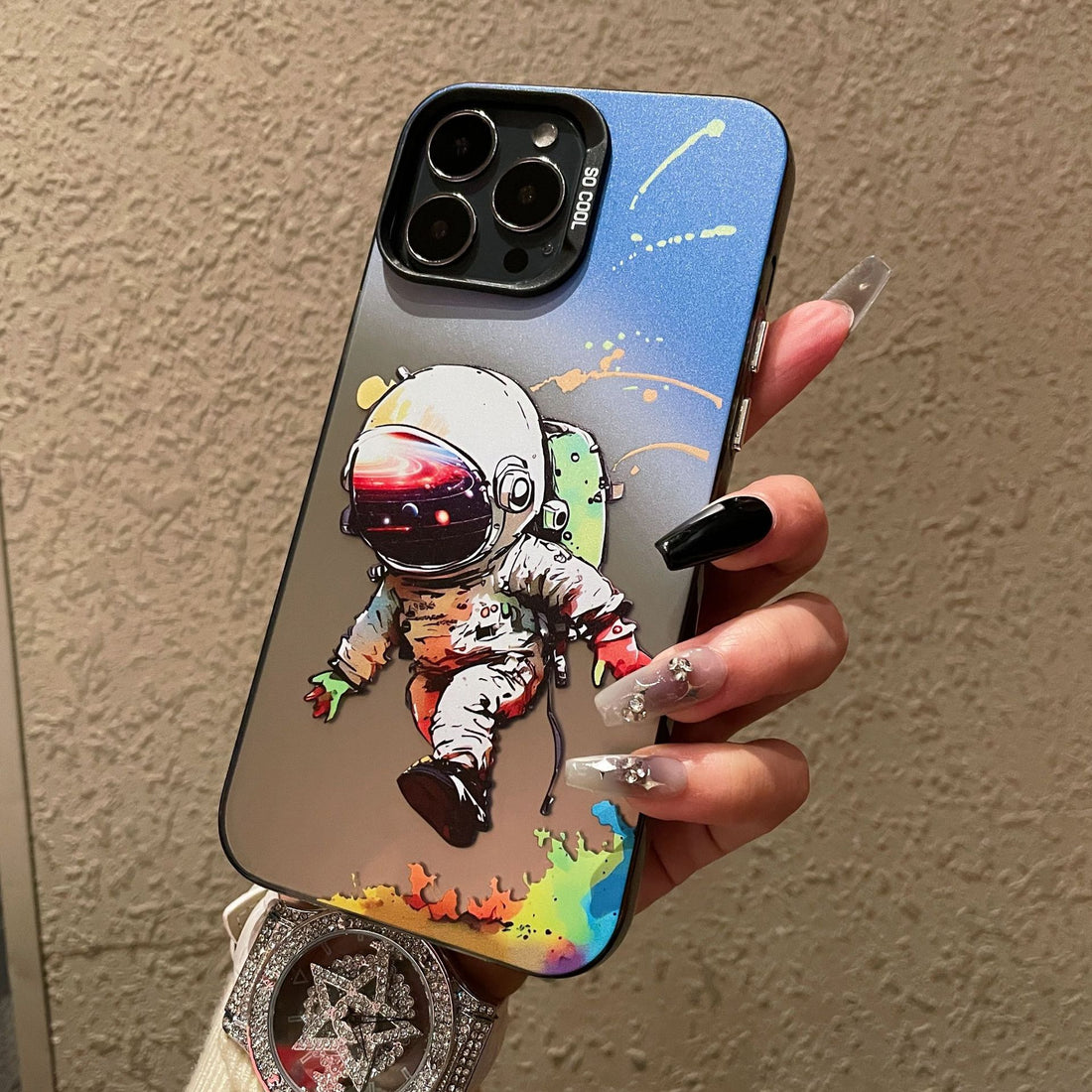 Business case for Apple 15PROMAX cartoon hard case IMD color silver anti-drop iPhone 13 mobile phone case iPhone 16