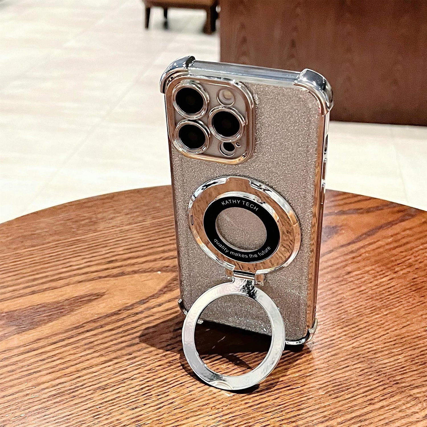 iPhone16 electroplated four-corner anti-drop mobile phone case magnetic suction bracket is suitable for Apple 15 gradual change glitter protective cover 13