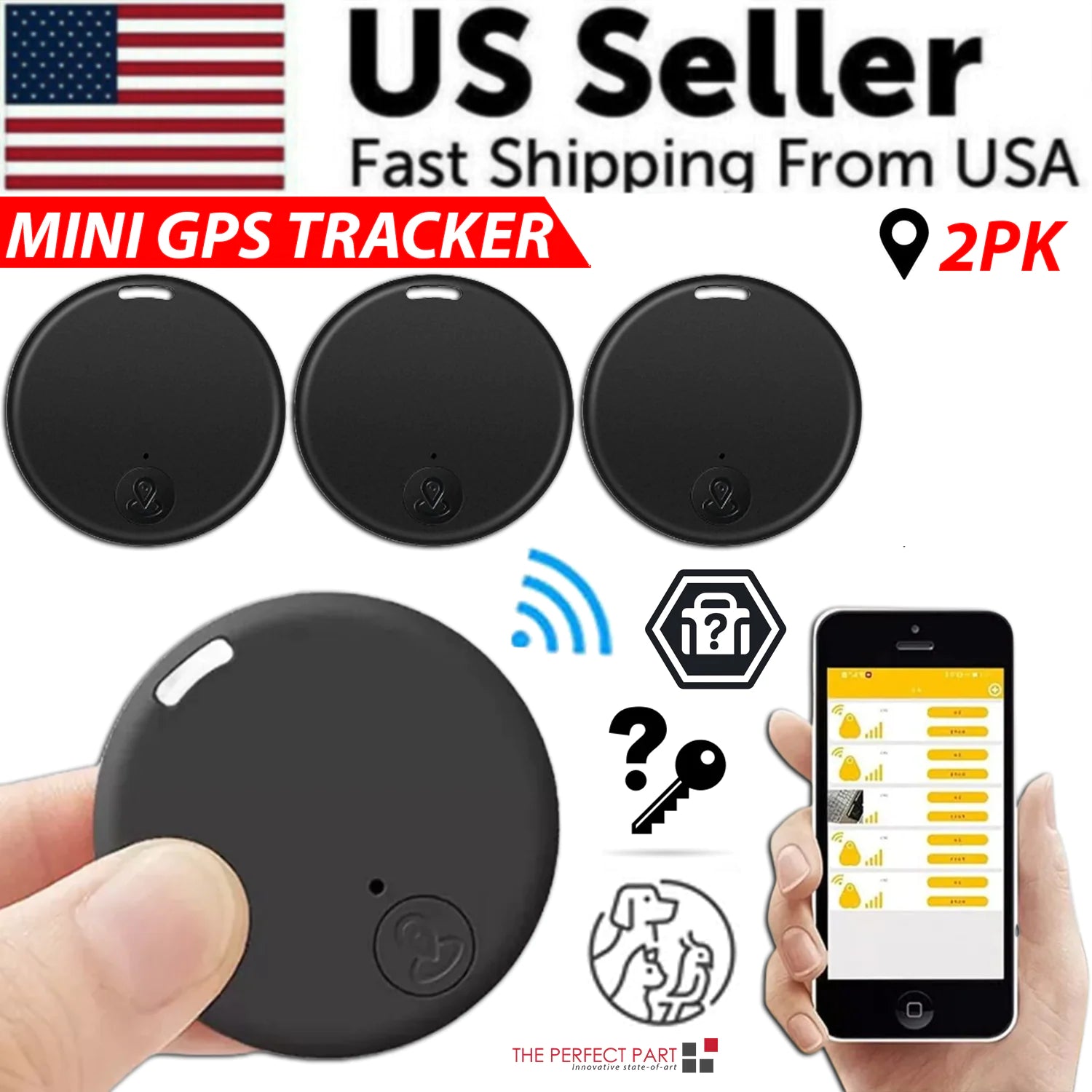 Bluetooth 5.3 Mini GPS Tracker - Real-Time Location Tracking for Kids, Pets, Keys &amp; Lost Items”