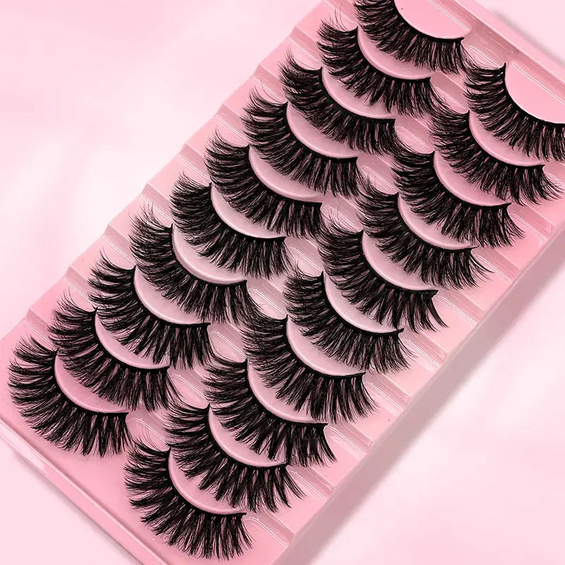 Luxury 3D Faux Mink Lash Set - 10 Pairs Ultra-Fluffy Curled Lashes for Natural Volume