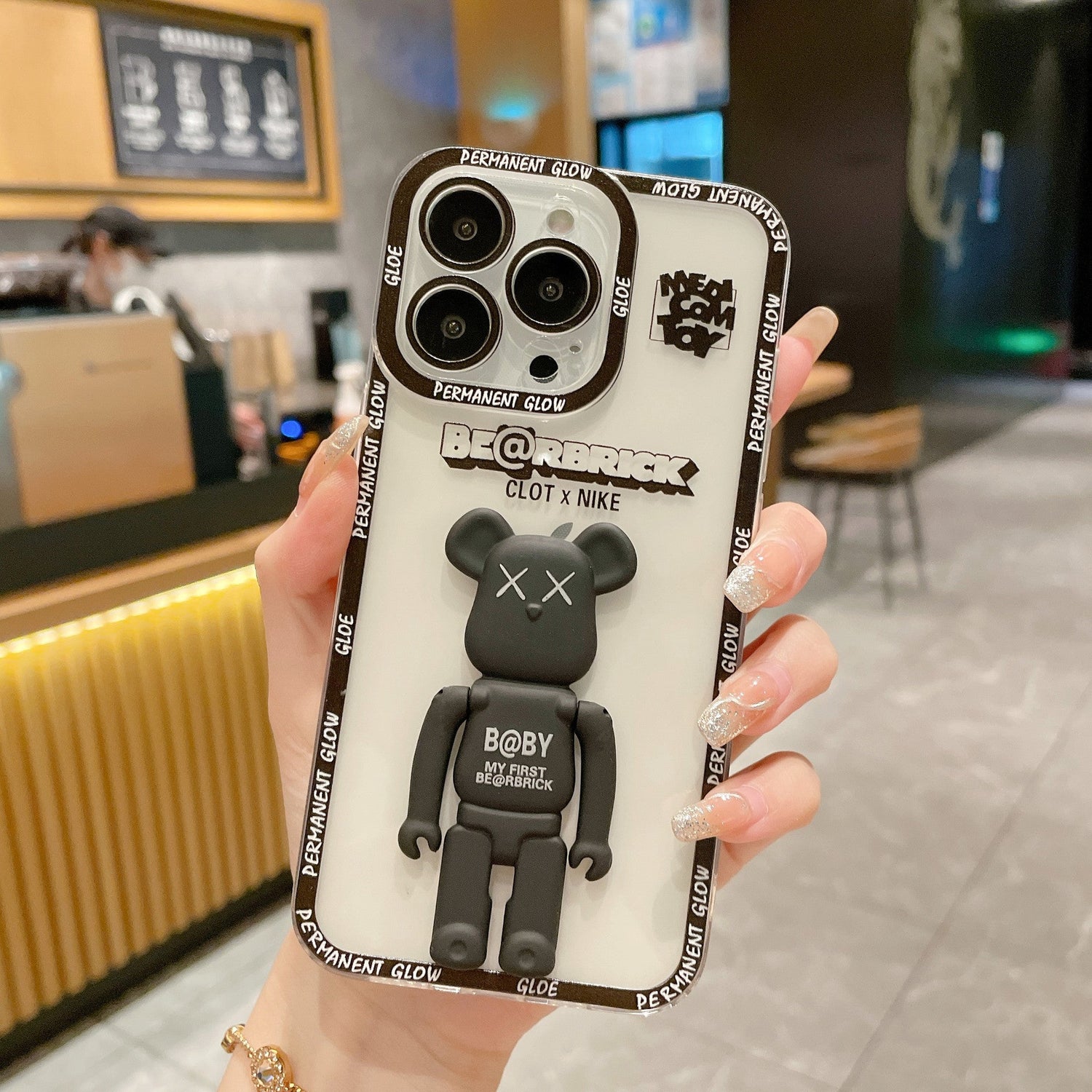 Applicable to Apple 15RO violent bear holder, mobile phone case iPhone12 13 all - inclusive soft case, angel eye case. - Shengyao Chuangqi (HK) International Limited