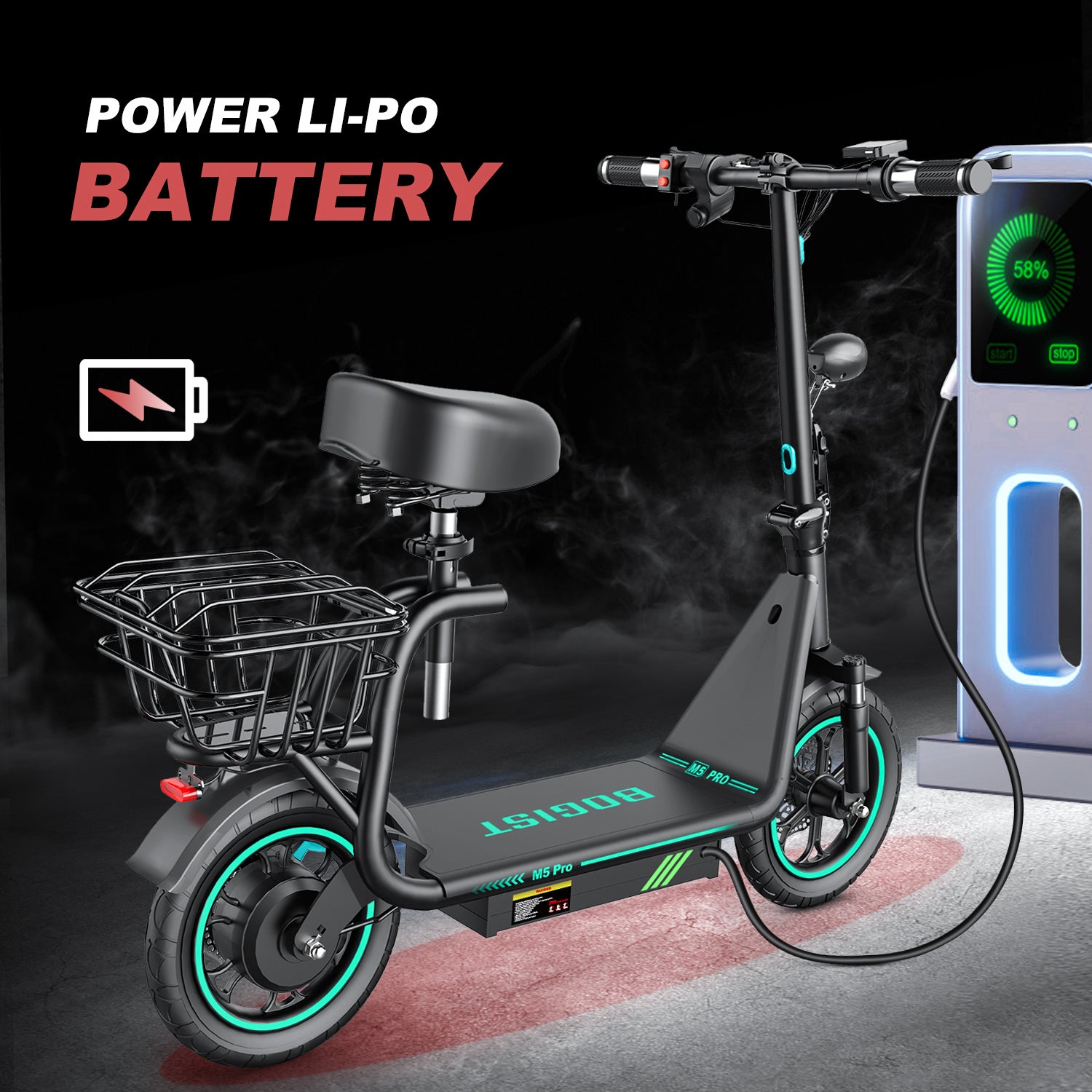 Electric Scooter Motor Power 500W Battery Capacity 48V 15Ah Maximum Speed 35-45 Km-h Road Endurance 35-40 Km Tire Size 12 Inches