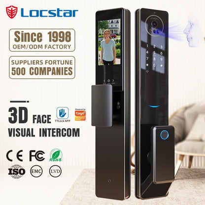 CNC Processing Technology 4.5 - inch Large Screen 3D Face Video Intercom WIFI Smart Door Lock with Camera and Fingerprint - Shengyao Chuangqi (HK) International Limited