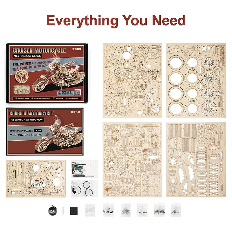 CPC Certificated Robotime Rokr LK504 DIY Wood Craft Toys Wooden Model Cruiser Motorcycle 3D Wooden Puzzles for Dropshipping - Shengyao Chuangqi (HK) International Limited