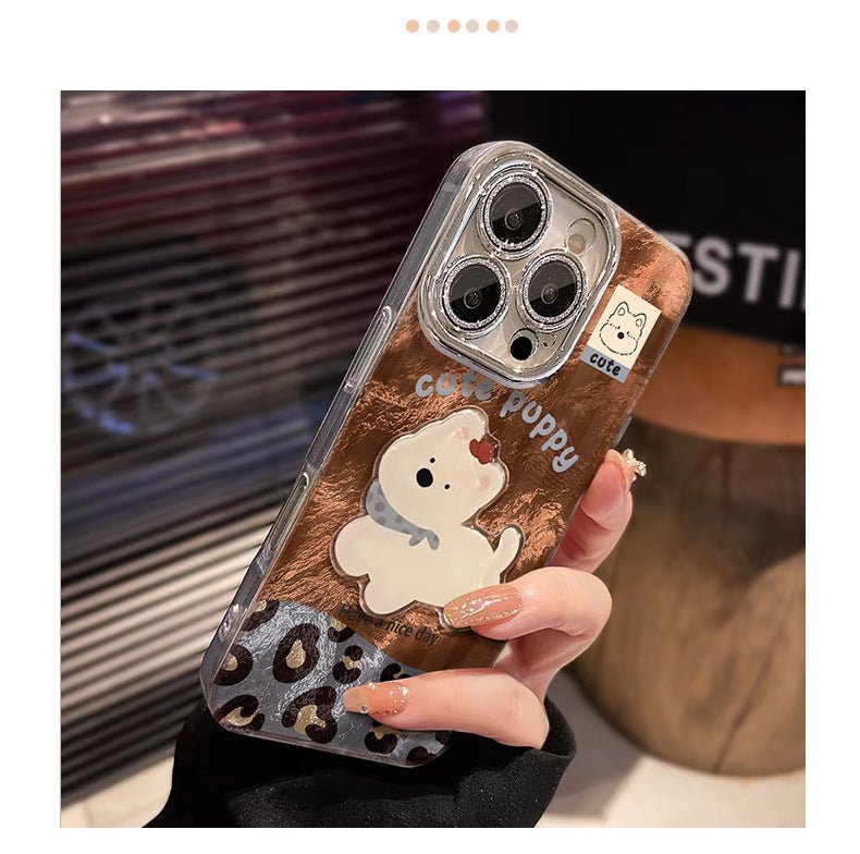 Cute puppy bracelet iPhone12 for iPhone16 Pro mobile phone case iPhone15 leopard print glacier pattern iPhone14 splicing 13 lens film X - Shengyao Chuangqi (HK) International Limited