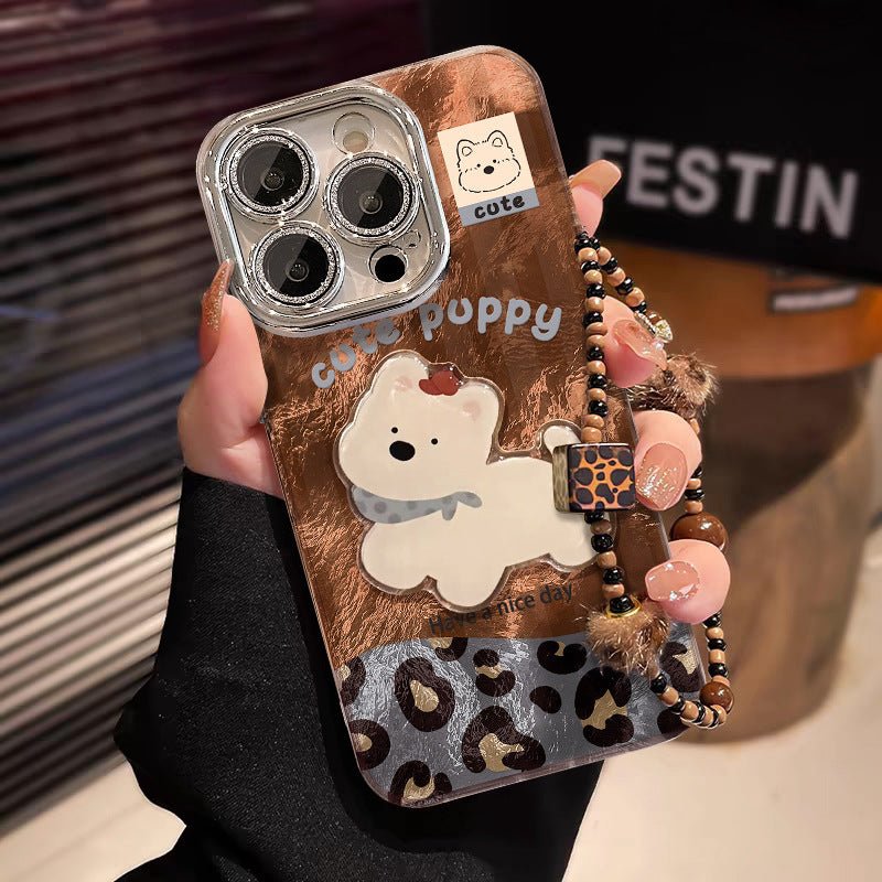 Cute puppy bracelet iPhone12 for iPhone16 Pro mobile phone case iPhone15 leopard print glacier pattern iPhone14 splicing 13 lens film X - Shengyao Chuangqi (HK) International Limited