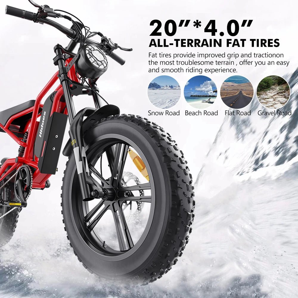 EU UK US Warehouse Hidoes B6 Electric Bike 1200W Motor with 15AH Lithium Battery Electric Bike 20&quot; Fat Tire E - Bike - Shengyao Chuangqi (HK) International Limited