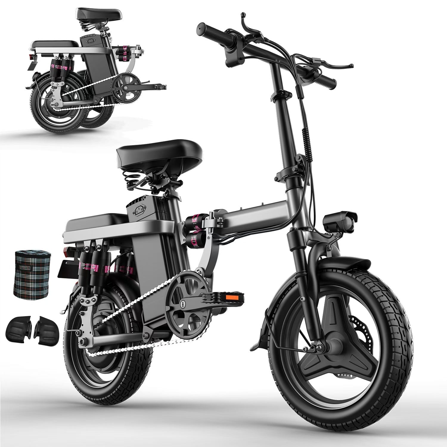 ASKGO Electric Bike For Adults, 48V 15AH Removable Battery, 25MPH 35Miles Commuting Ebikes For Women Men, 500W Brushless Motor, Lightweight 14&