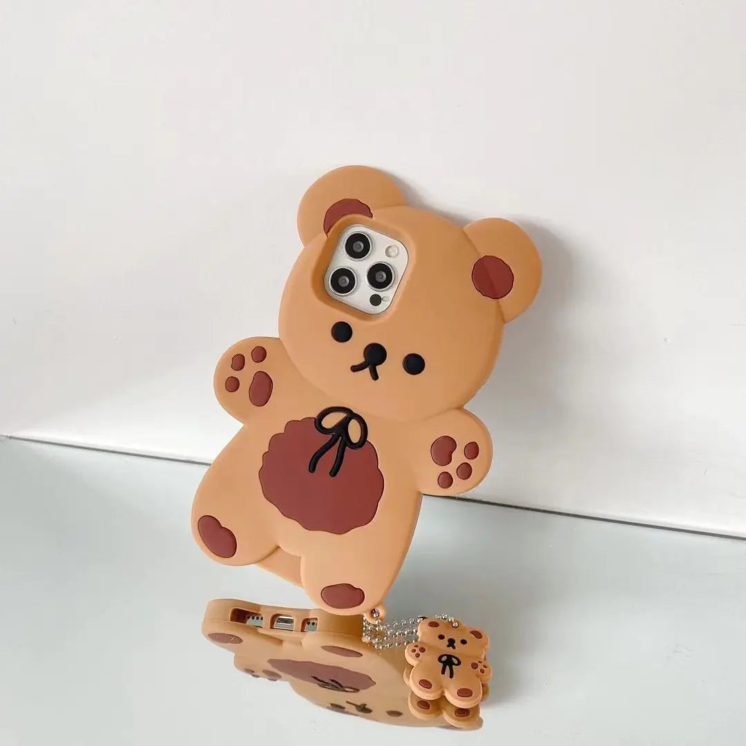Teddy Bear Cartoon Soft Silicone Phone Case with Anti-Shock &amp; Scratch-Resistant Protection for iPhone 12/X/XR