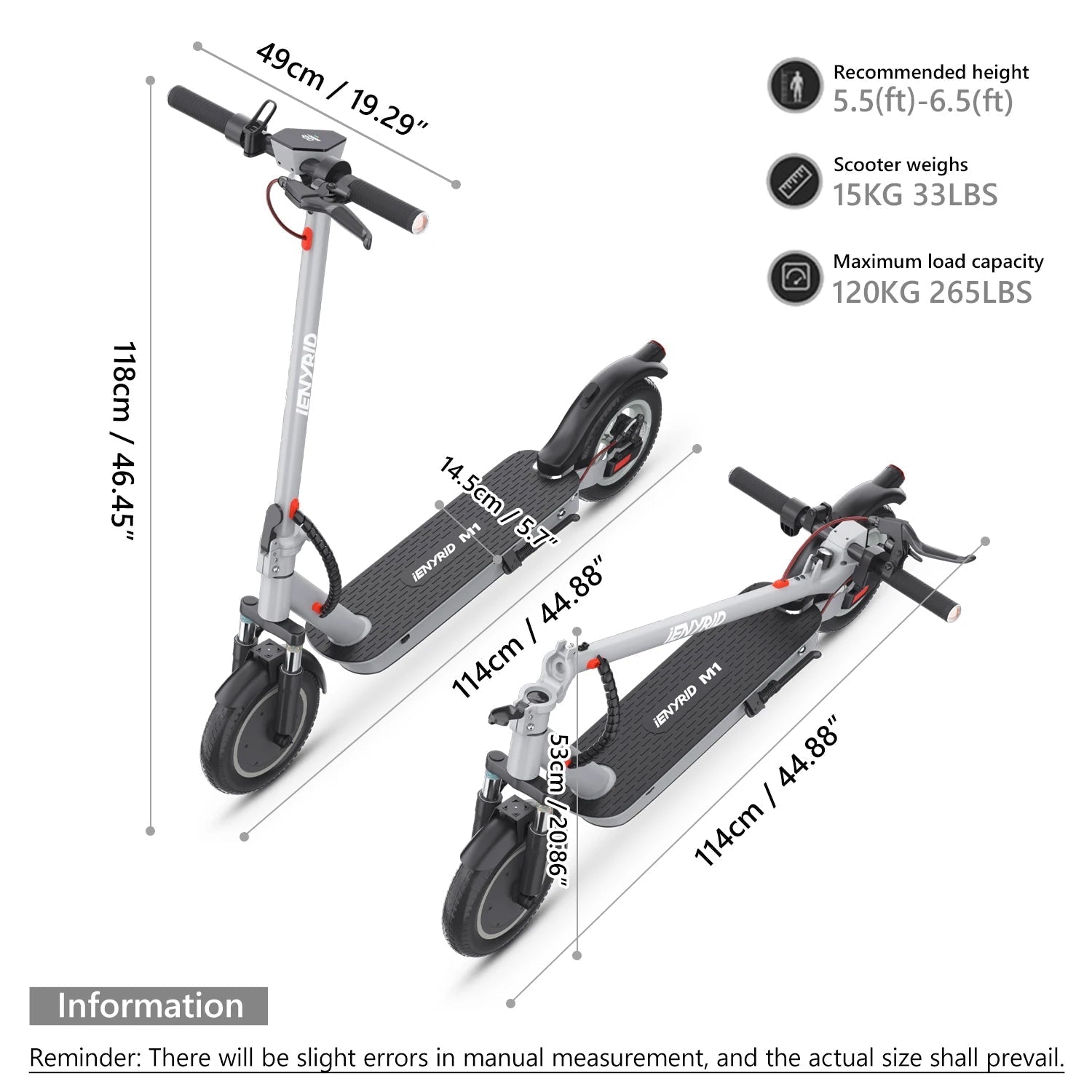IENYRID Hot Sale 2 Wheels Unisex Scooter 36V 500w 12.5Ah Lithium Battery IENYRID M1 Electric Scooter - Shengyao Chuangqi (HK) International Limited