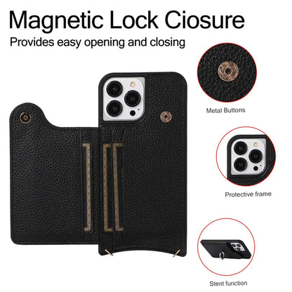 Leather Phone Case for iPhone 11/12/13/14/15/16 Pro Max - Scratch-Resistant &amp; Drop Protection”